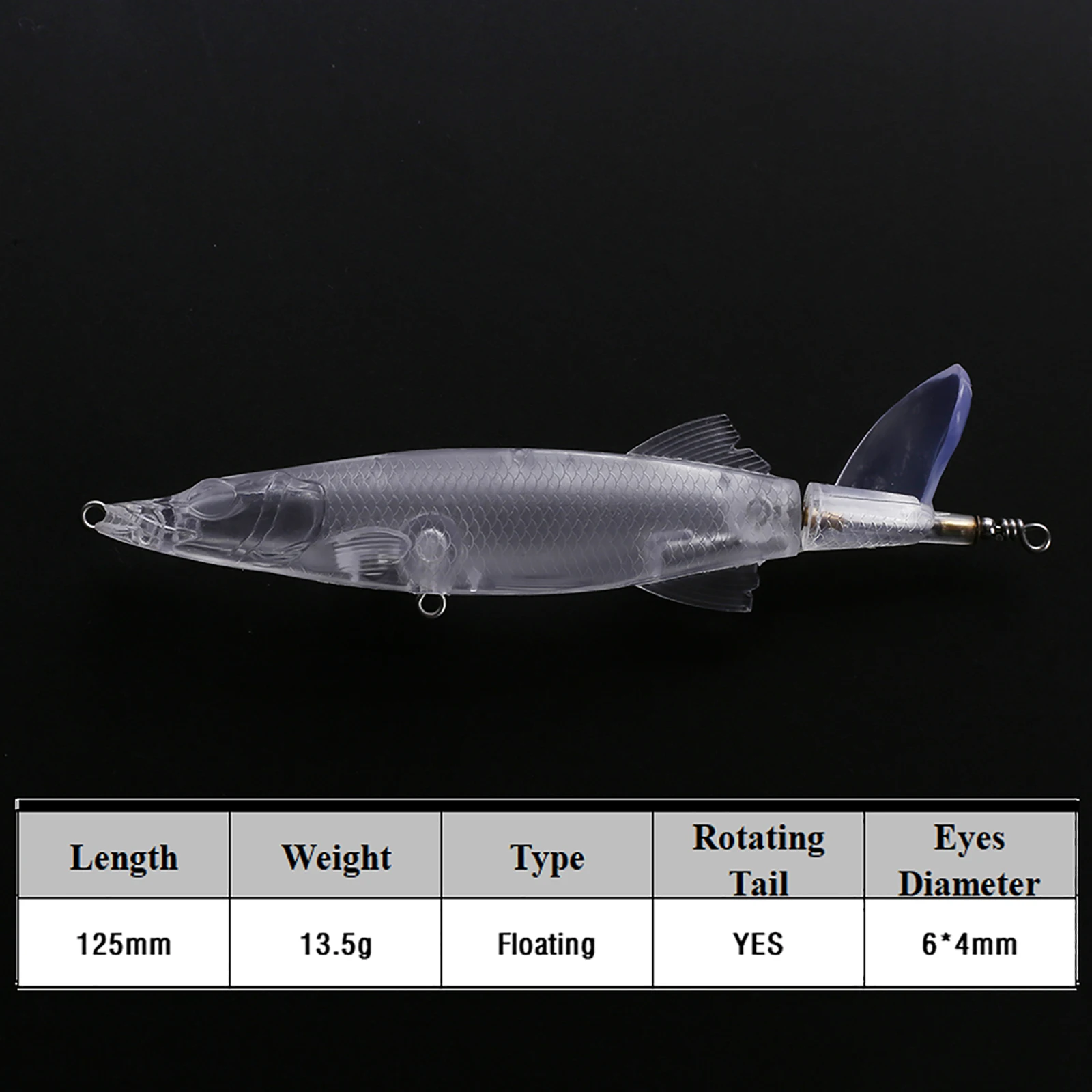 Chan'sHuang 10 Uds Popper Topwater en blanco 12,5 cm 13,5g cebo de pesca sin pintar cuerpo transparente cola giratoria pesca Lur - imagen 2