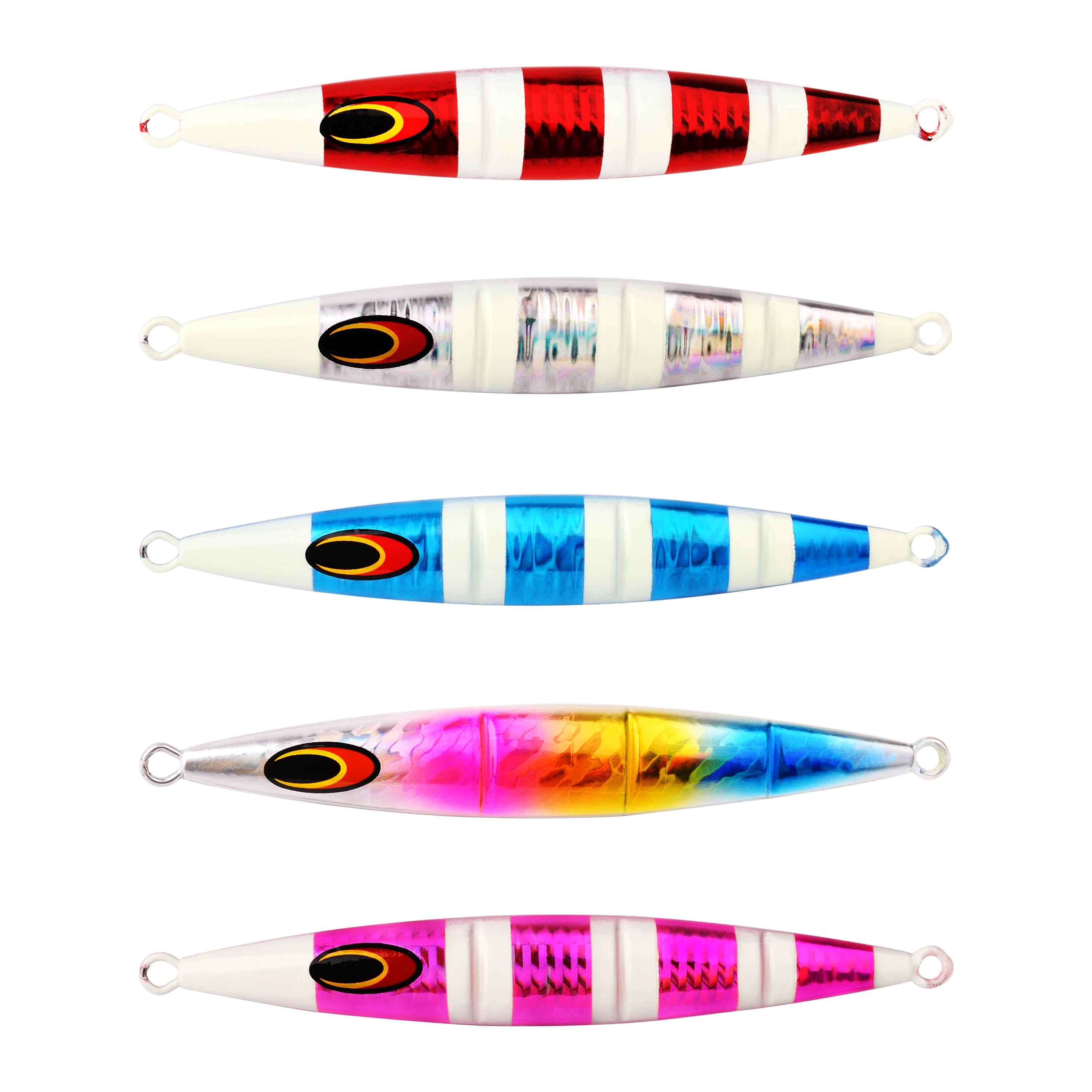 Plantilla de Metal de 5 uds., 30/60/100/150/200g, señuelo de Jigging de hundimiento rápido de fundición larga, cebo de pesca, trucha, aparejos de señuelo duro Artificial - imagen 2