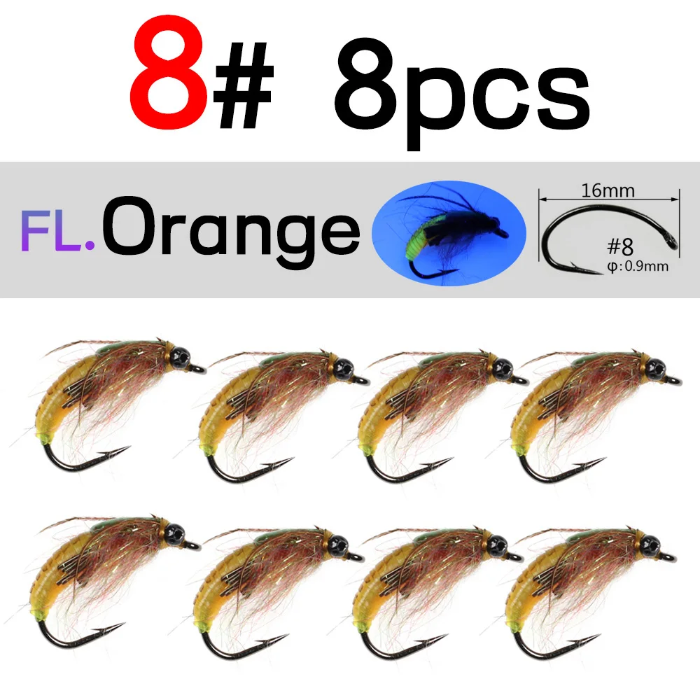 8pcs size 8 orange