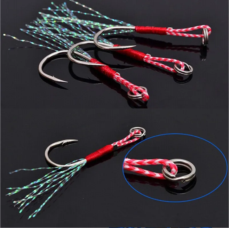 Anzuelos de Pesca de acero con alto contenido de carbono, anzuelos de plantilla individual, pluma de hilo, señuelo de Pesca de Jigging lento, 10-20, lote de 20 unidades - imagen 3