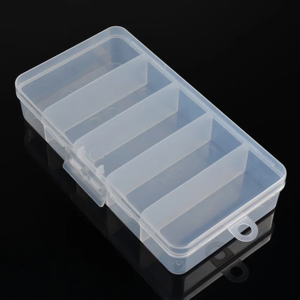 Caja de aparejos de pesca de plástico transparente, 5 compartimentos, caja de almacenamiento de Señuelos de Pesca, herramienta de pescado, 13x6cm - imagen 4