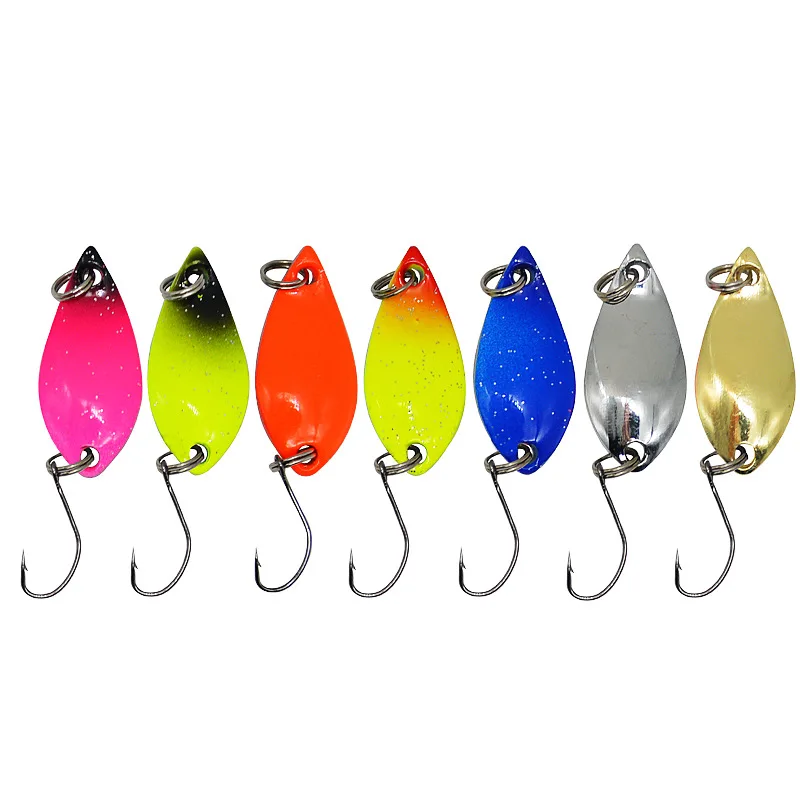 Señuelo de cuchara colorido de pesca, 5g, anzuelo único, cebo de Metal, señuelos artificiales, cucharas pequeñas, bolsa de 5-7 piezas, venta - imagen 3