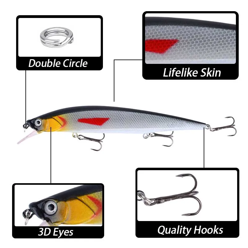 Señuelo artificial duro Minnow con triples para lucio y carpa - imagen 4