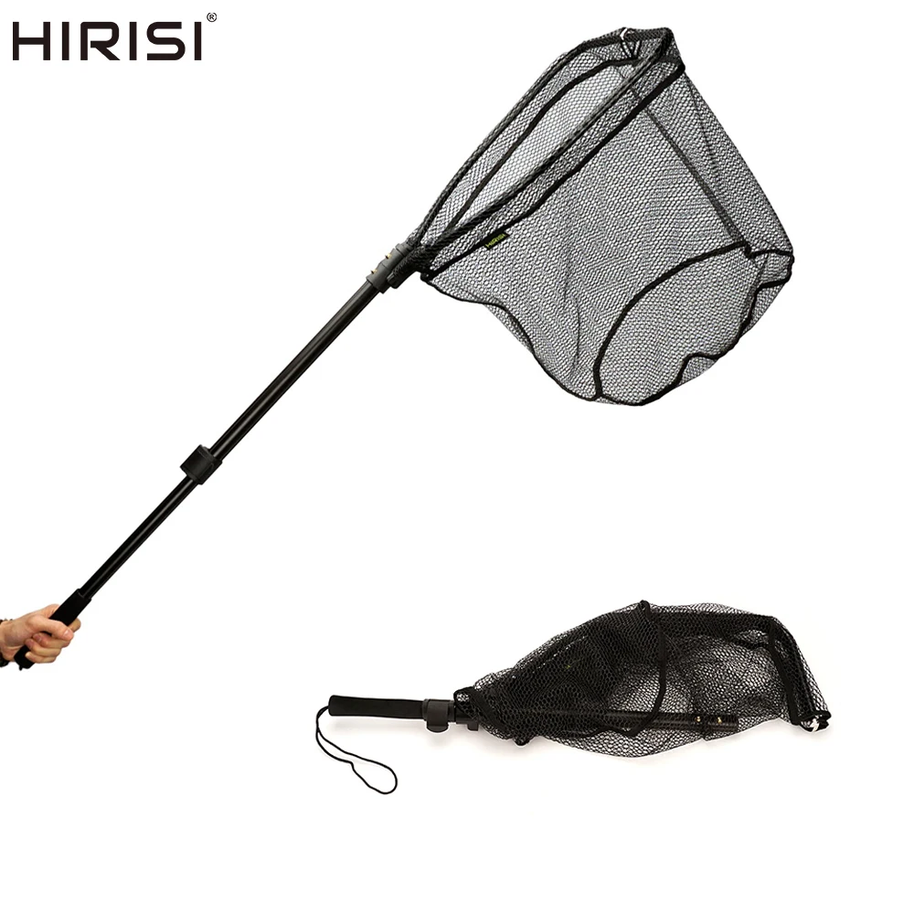 Hirisi Red de aterrizaje de pesca telescópica Red de brail plegable y liviana para atrapar y liberar la red de cuchara