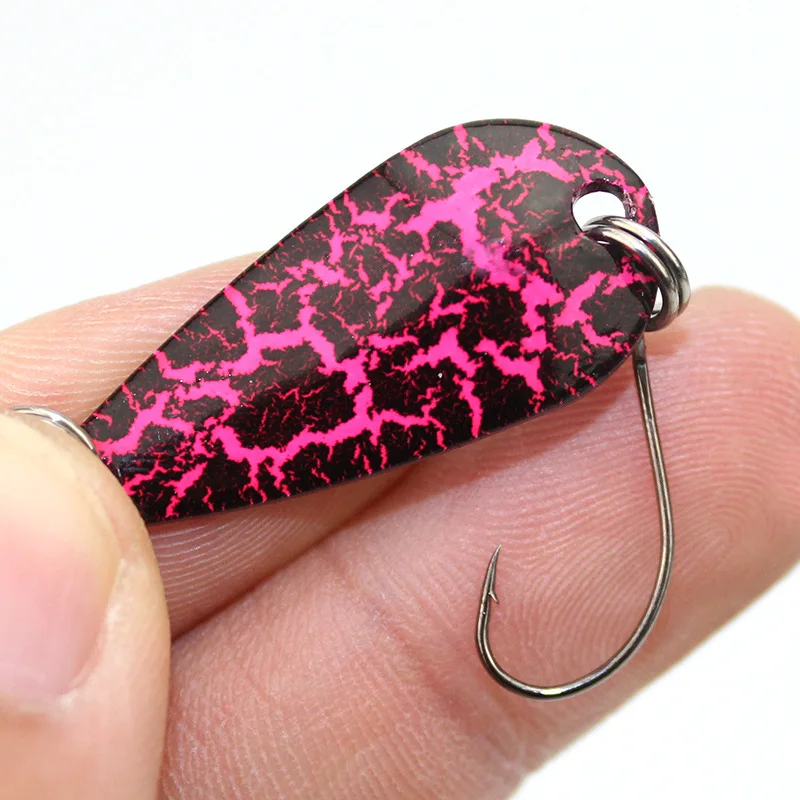 Señuelo de pesca, cucharas de cobre, señuelos de Metal artificiales, cebo duro de 3cm, 2,7g, aparejos de pesca de un solo gancho, lote de 5 piezas en oferta - imagen 4