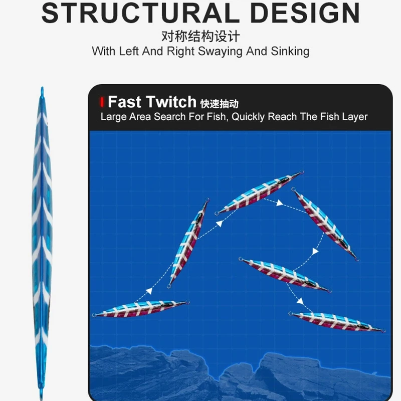 Plantilla lenta luminosa de Metal, 1 unidad, 120g150g200g250g300g, caída lenta, hundimiento, Jigging, señuelo de Pesca, señuelo brillante, pescador - imagen 4