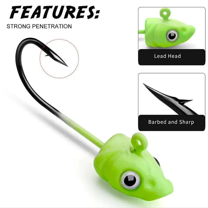 5 uds/lot7G cabeza de anzuelo de pesca señuelo duro anzuelos de pesca cebo suave anzuelos de púas de gusano anzuelos afilados para pesca anzuelo de cabeza de anzuelo - imagen 4