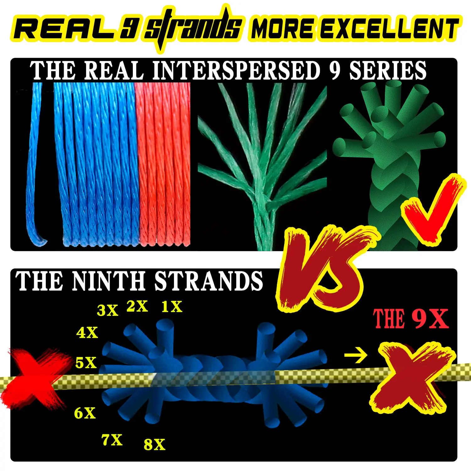 JOSBY-sedal de pesca trenzado 9x-Strand, hilo de Pe multifilamento japonés para agua salada, aparejos de hilo tejido duradero X9, 300M, 500M, 1000M - imagen 5