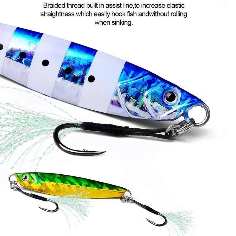 10 unids/bolsa anzuelos de plumas de pesca de mar anzuelo de Jigging anzuelos de ayuda de cola de plantilla de Metal anzuelos de pesca señuelo pesca de lubina 11-19 # HOOKS - imagen 4
