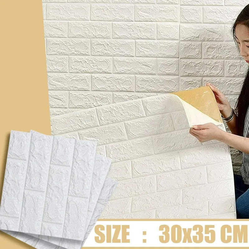 DIY-knutselprojecten muurkunst effen kleur Europese stijl faux bakstenen muursticker zelfklevende achtergrond decor behang voor thuis