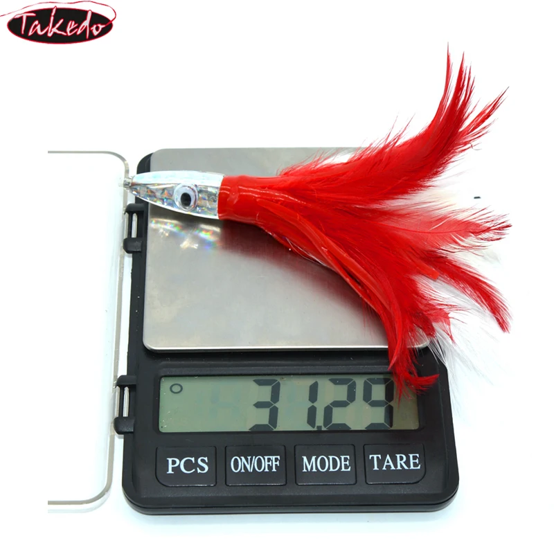 TAKEDO SP02 140MM 32G gran juego arrastre pulpo cebos calamar Jig señuelos resina cabeza de pez pluma falda Trolling cebo de pesca para atún - imagen 2