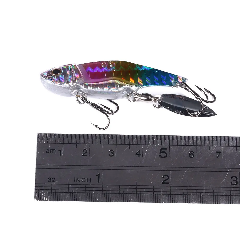 Cuchara giratoria, plantilla de Metal, cebo de 55mm, 18g, hoja de hundimiento VIB, anzuelo triple giratorio, Spinnerbait, Pesca, Lucio, carpa, señuelo de Pesca de mar - imagen 3