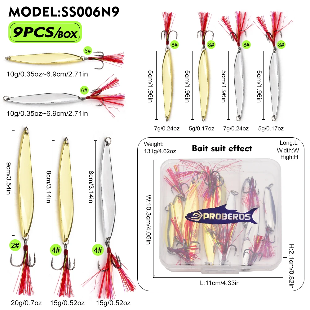 Proberos Cucharas de pesca – Señuelos metálicos en oro y plata - imagen 4