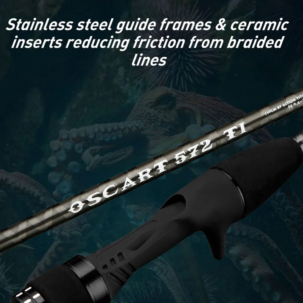 JOHNCOO-caña de pescar de pulpo con punta sensible, 1,7 m M ML, para Jigging, potente Punta de titanio para peces grandes