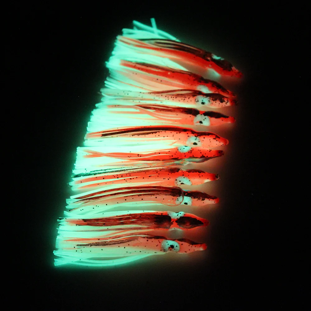 Vinilos de calamar luminiscentes con efecto luz nocturna para pesca