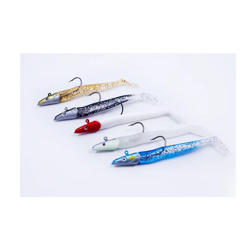 Cebo suave con cabeza de plomo Testar, 5 colores, señuelo brillante de hundimiento lento para pargo de bacalao de lubina, cebo de Jigging de agua dulce y salada - imagen 3