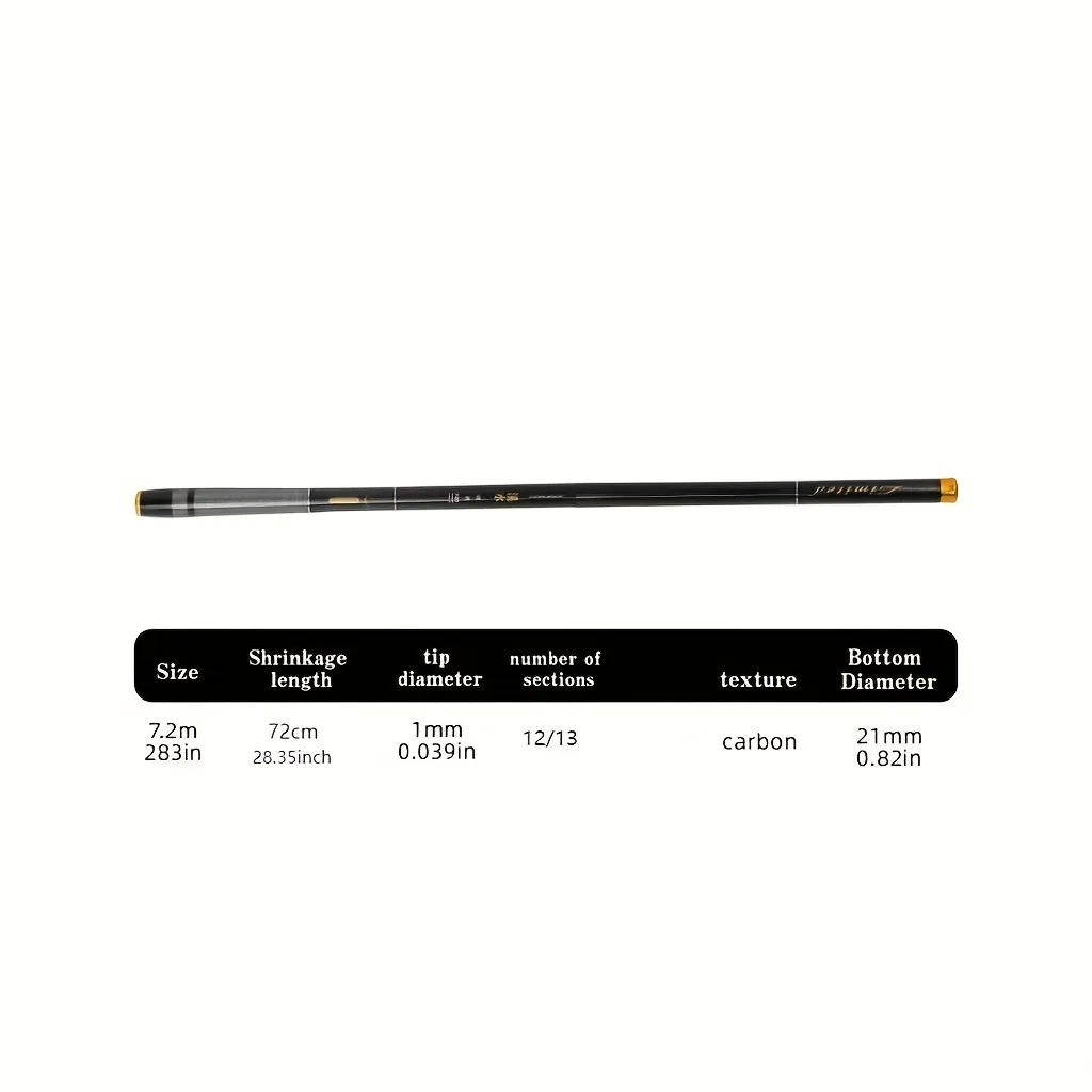 Caña de pescar de agua dulce, fibra de carbono súper dura, carpa con mosca, caña de pescar de agua dulce, telescópica ultraligera de 7,2 M, 1 ud. - imagen 5