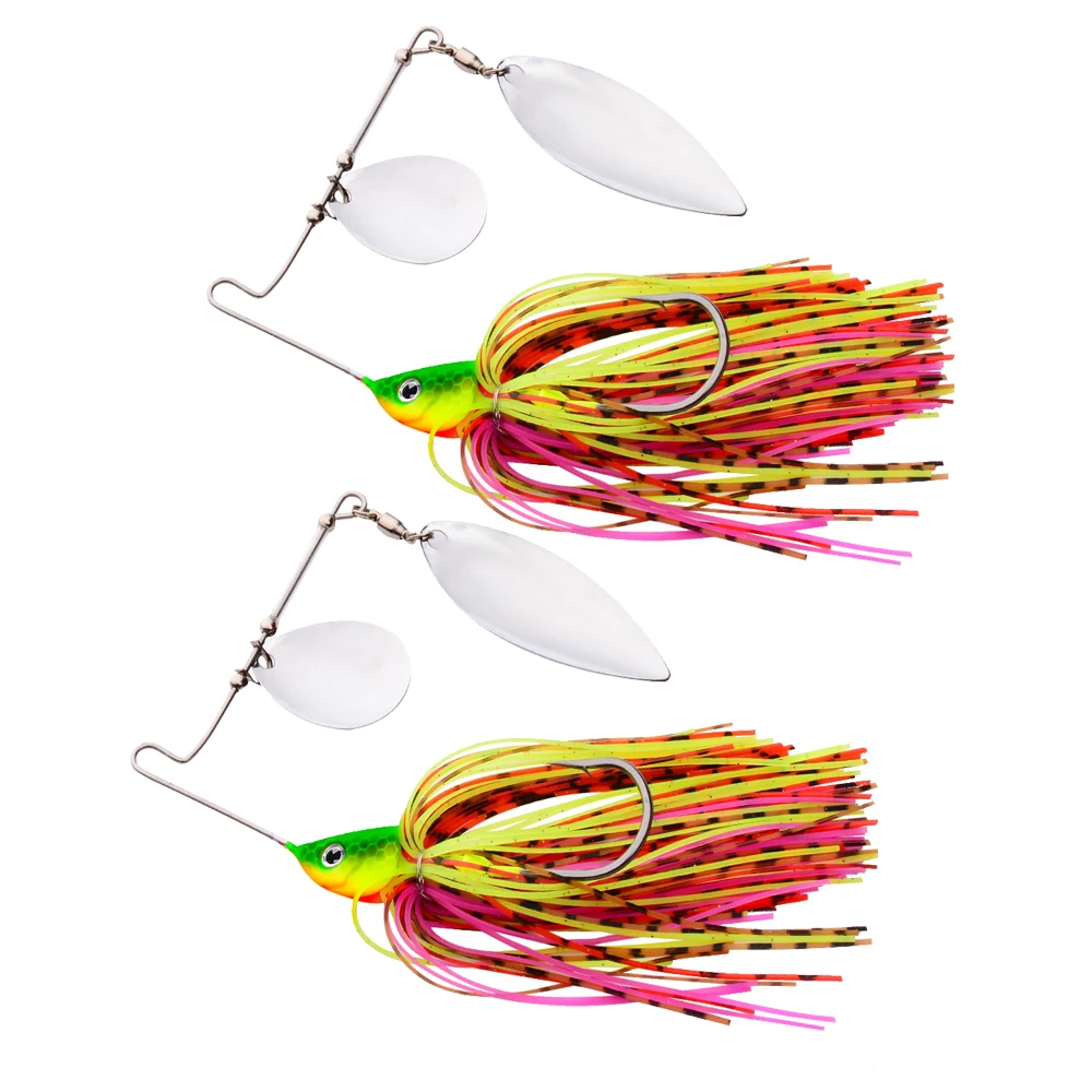 Señuelos de Pesca de 2 piezas y 10cm, señuelos de cuchara de lentejuelas, señuelo de pesca Artificial de Metal Jigging, cebo duro Spinnerbait con barba, aparejo de pesca - imagen 4