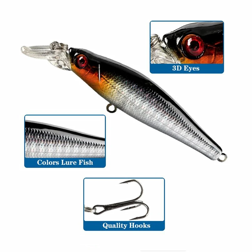 1 Uds. Señuelos de Pesca de pececillo que se hunden, 8,5 cm, 8,2g, cebo Artificial duro, Crankbait, Lucio, Wobblers, Jerkbait, Pesca, aparejos de Pesca de carpa - imagen 4
