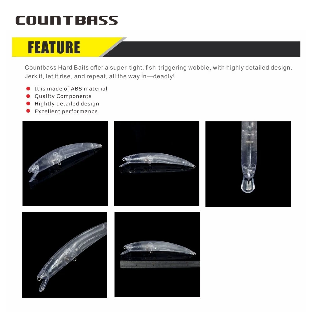 Countbass 10 Uds cuerpos de señuelo en blanco, pececillo flotante 110mm/4,33 "9,5g/0,33oz, Señuelos de pesca sin pintar, cebos Jerk, Wobblers - imagen 4