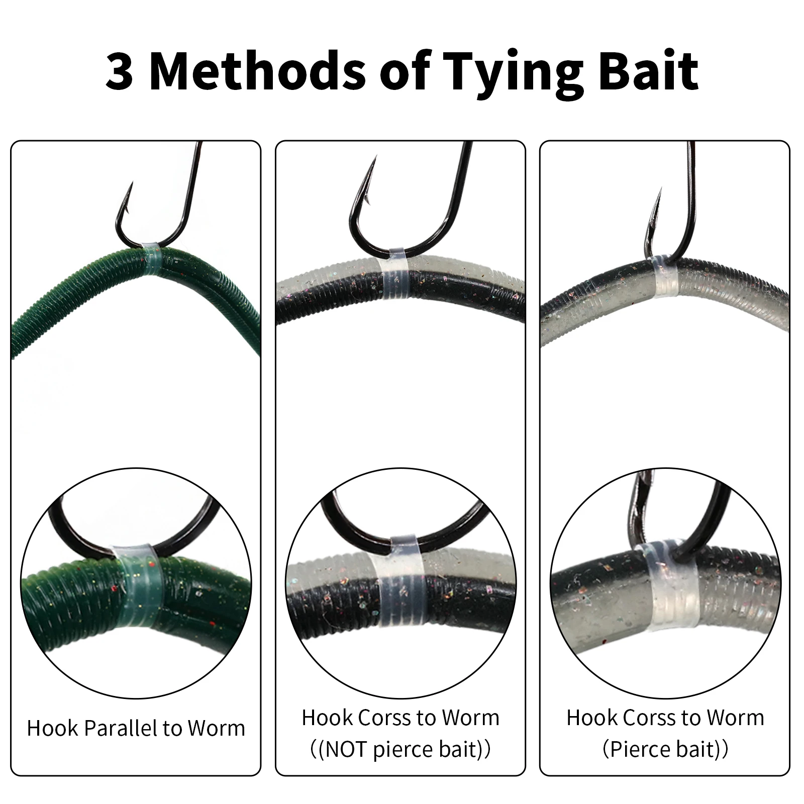 FishTrip-anillos tóricos de gusano loco para aparejos locos Senkos, gusanos adhesivos de plástico suave, juntas tóricas protectoras de cebo de silicona para pesca de lubina - imagen 5