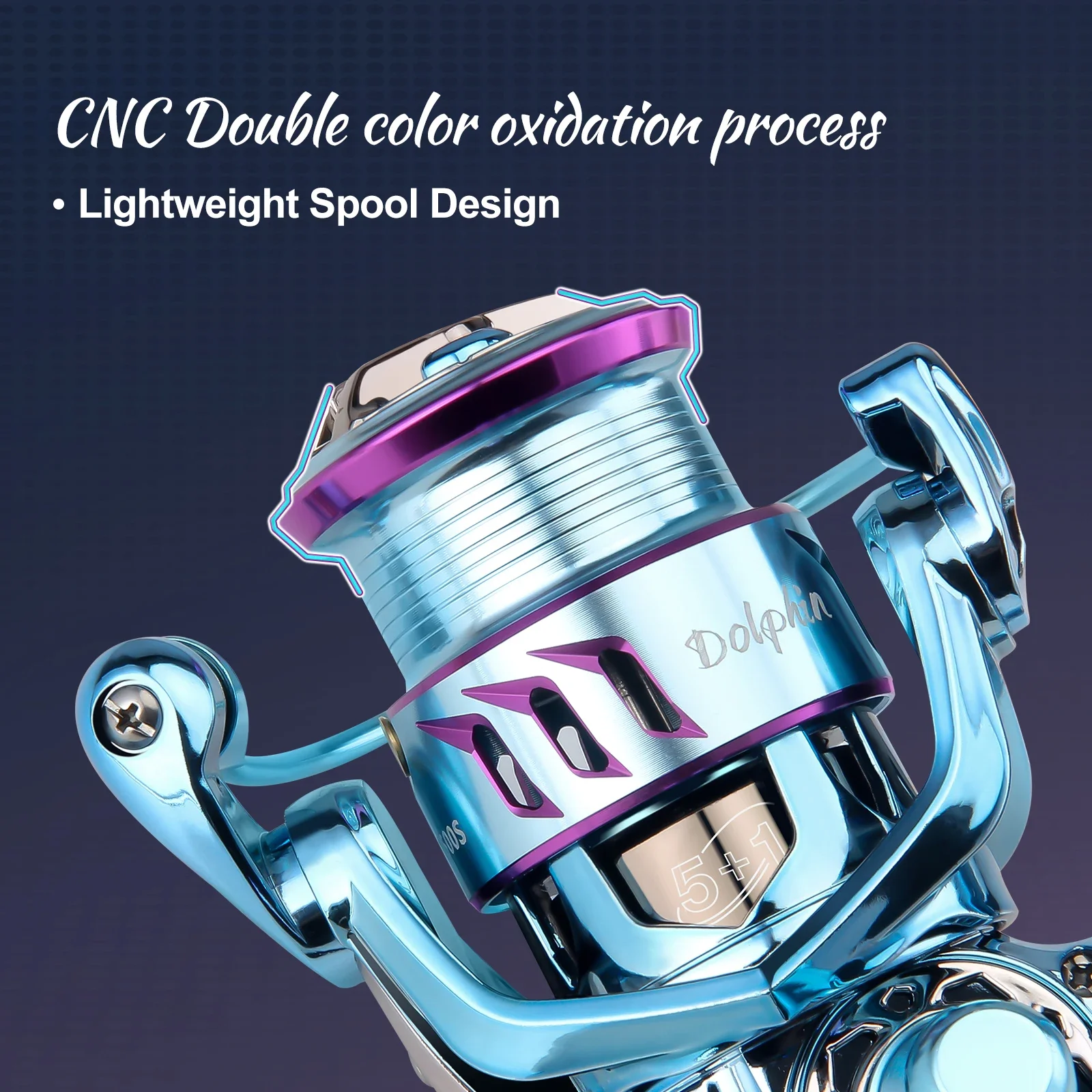 Carrete giratorio Dolphin 1500/2500/3000Advance Edition, relación de engranaje 5,2: 1, 22 libras, 5 + 1BB, sistema de arrastre sellado, agua salada, agua dulce - imagen 5