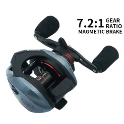 Baitcaster de agua salada de alta velocidad: relación de engranaje 7.2:1 con potente frenado doble, rodamientos 18+1 y arrastre de 17,6 lb, resistente a la corrosión