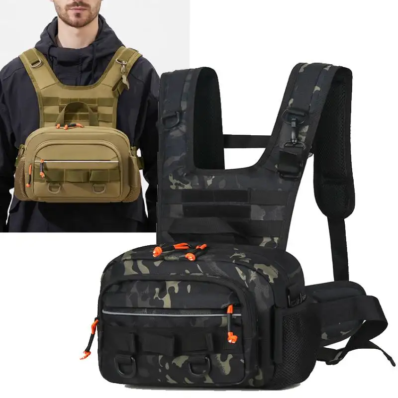 Bolsa táctica para escalada en el pecho, chaleco Molle, bolsa frontal para exteriores, senderismo, Camping, pesca, señuelo, Kit de reconocimiento, riñonera deportiva para caza - imagen 2