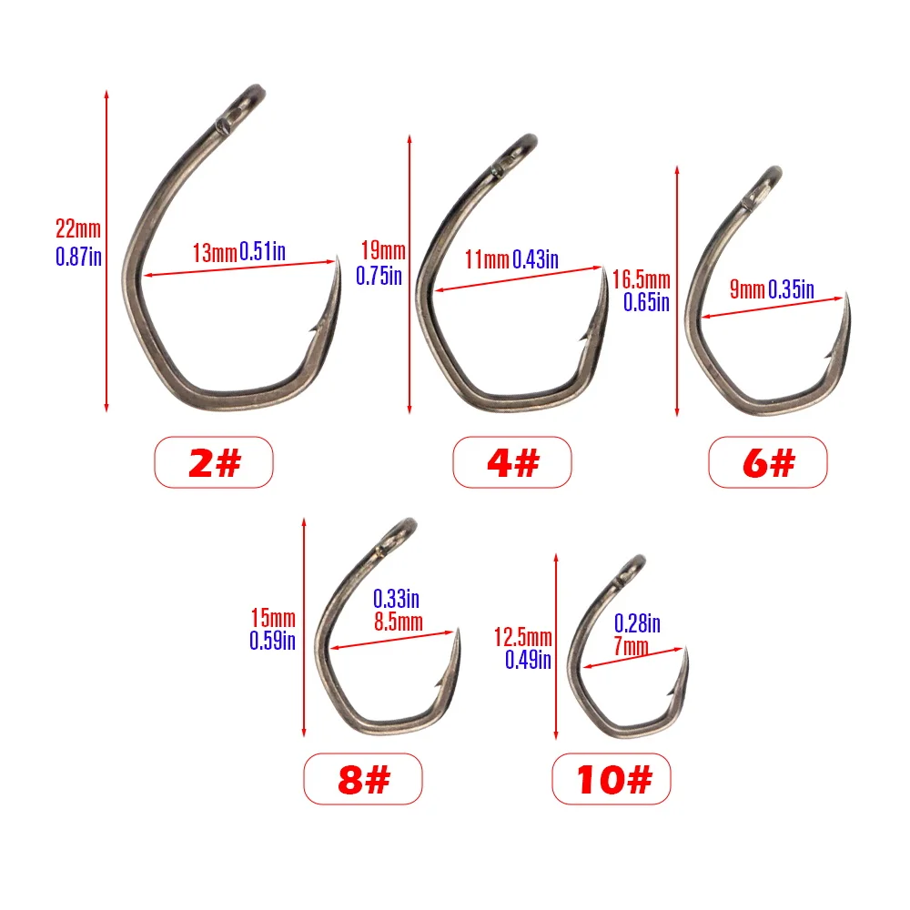Hirisi 50 Uds. Anzuelo de pesca Micro púas de acero inoxidable con revestimiento de PTFE con ojo 8033 accesorios de pesca caja empalmable - imagen 4