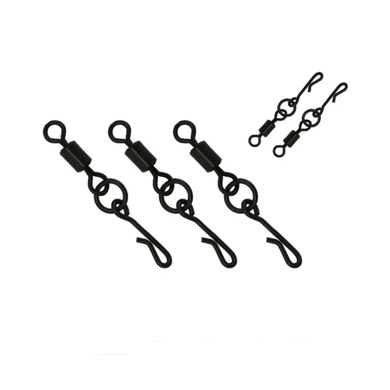 Aparejos de pesca giratorios mate con conector de cambio rápido, anillo sólido, círculo a presión, accesorios de carpa, 200 piezas - imagen 5