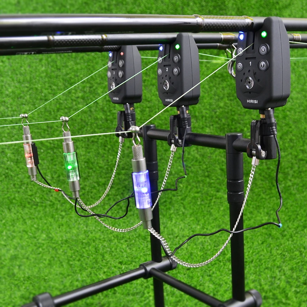 Alarma de picadura de pesca inalámbrica, 1 + 4 juegos con 4 Uds. Swinger iluminado en funda EVA para pesca de carpa B1203S - imagen 5