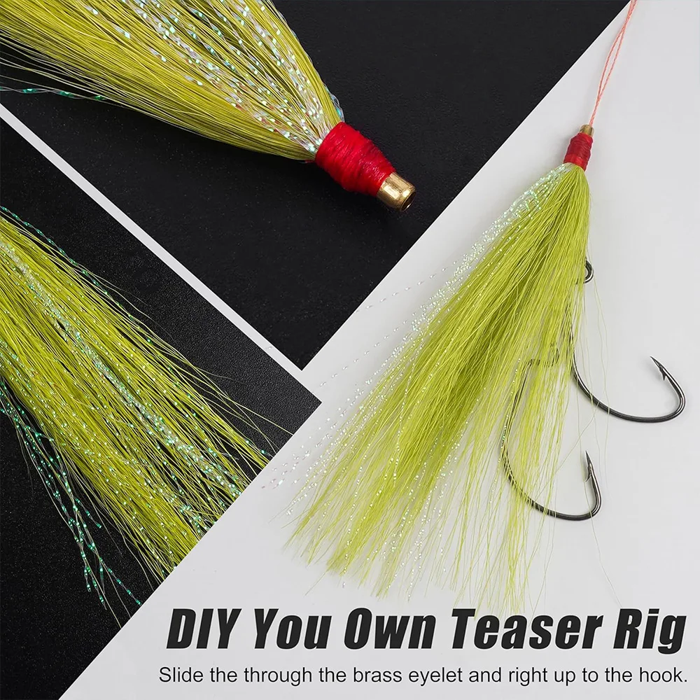 Señuelos de pesca Bucktail, tubo de cobre de agua salada, falda de curricán, señuelo para aparejo de flouder, tapones de pesca, 3 uds. - imagen 4