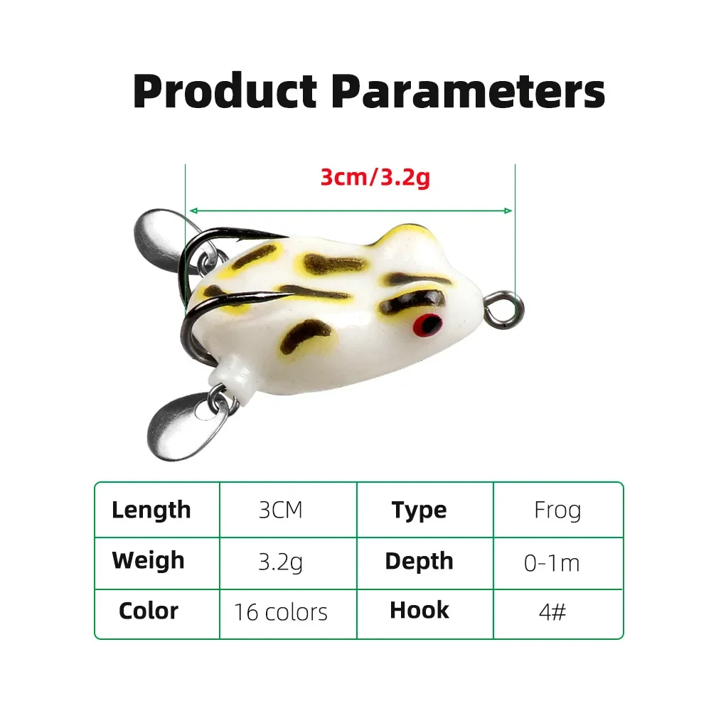 Señuelo de pesca de rana suave, Mini cebo de fundición suave, cuchara doble, 3cm/4,2g - imagen 3