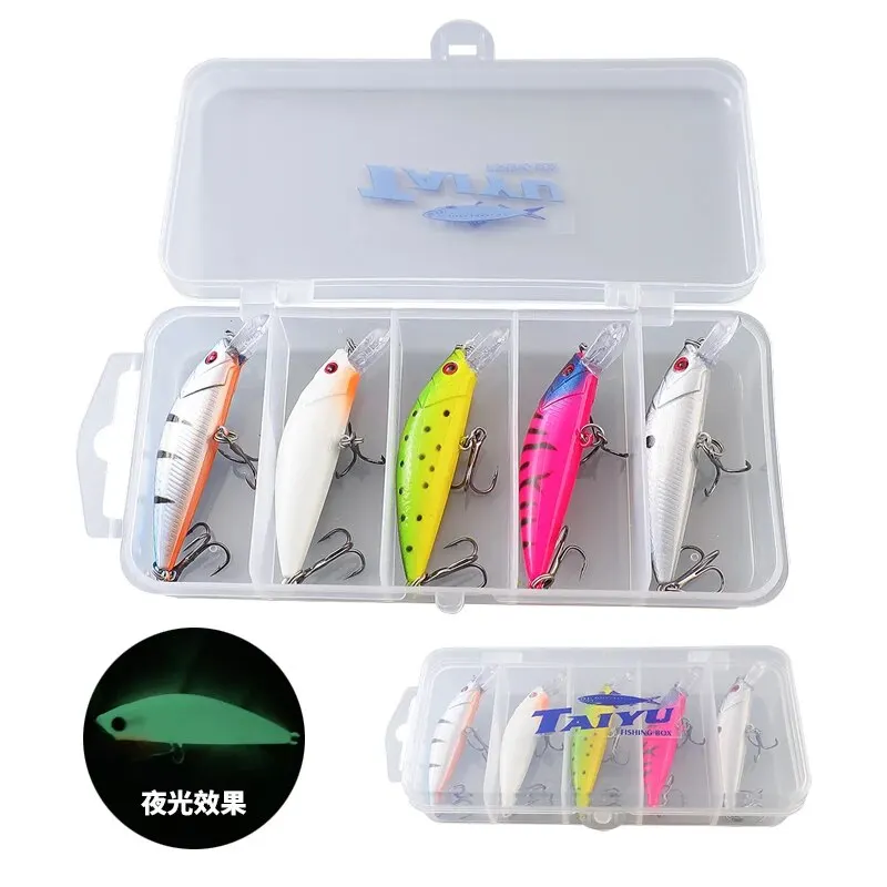 TAIYU 5 unids/caja señuelo de pesca 50mm 6,3g cebo luminoso para pececillos señuelo de hundimiento lento Swimbait de fundición lejana cebo duro Artificial realista