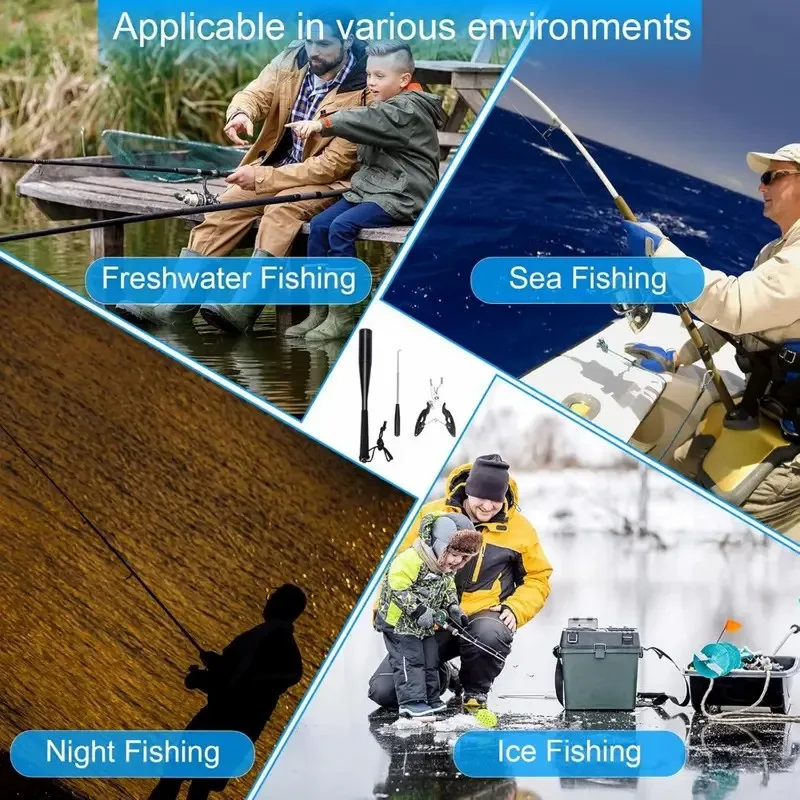 JSFUN-Juego de palos de pesca, martillo de pescado de sacerdote de pesca, palo de pescado de aleación de aluminio para exteriores, mango antideslizante EVA - imagen 5