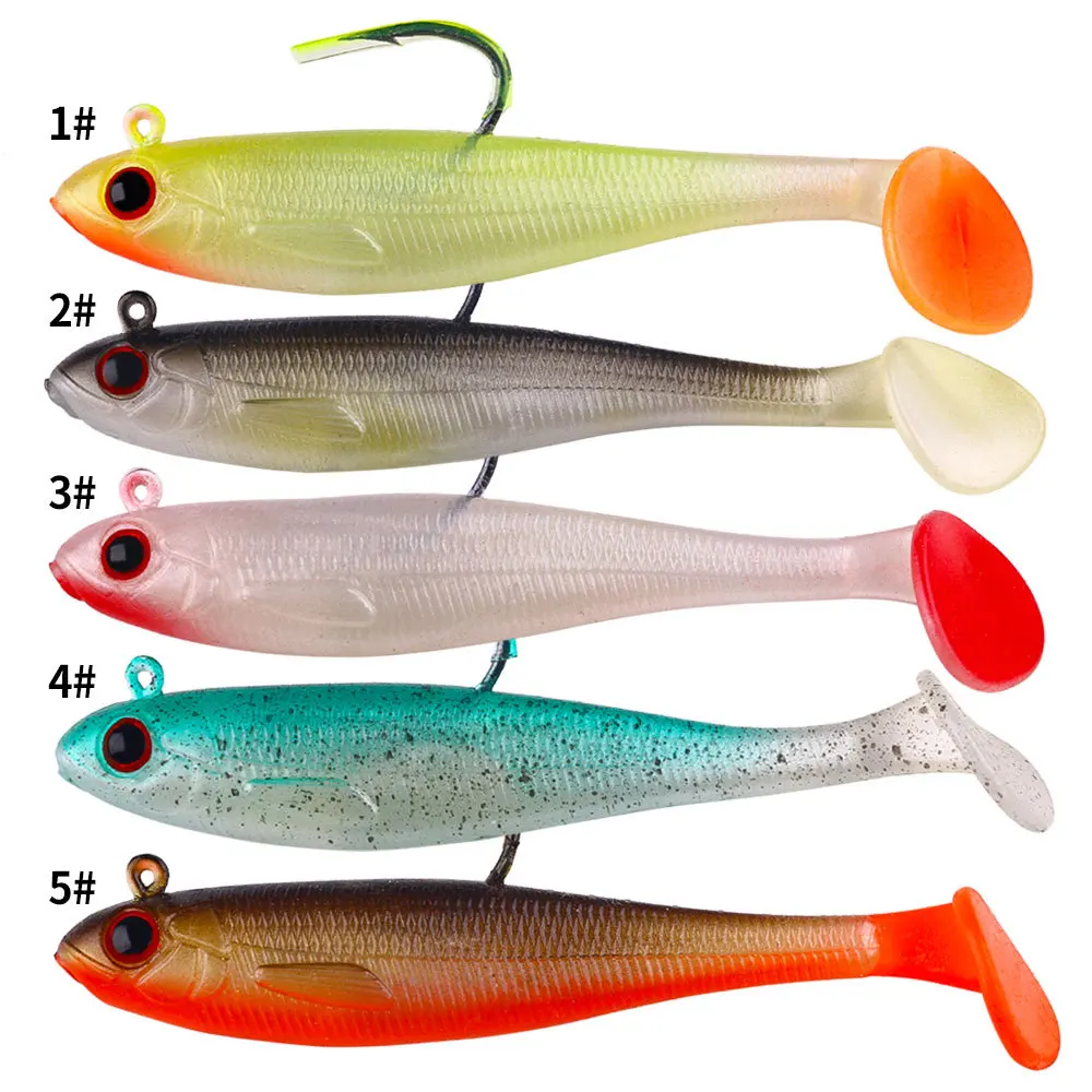 5 uds Shad Swimbait señuelo suave 6,6g 12,5g cebo de pececillo negro de silicona para lubina trucha Lucio lago pesca en el mar - imagen 4