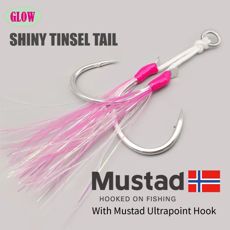 Mustad 2-SJ Slow Jigging Twin Assist - Anzuelos brillantes de mar - imagen 2