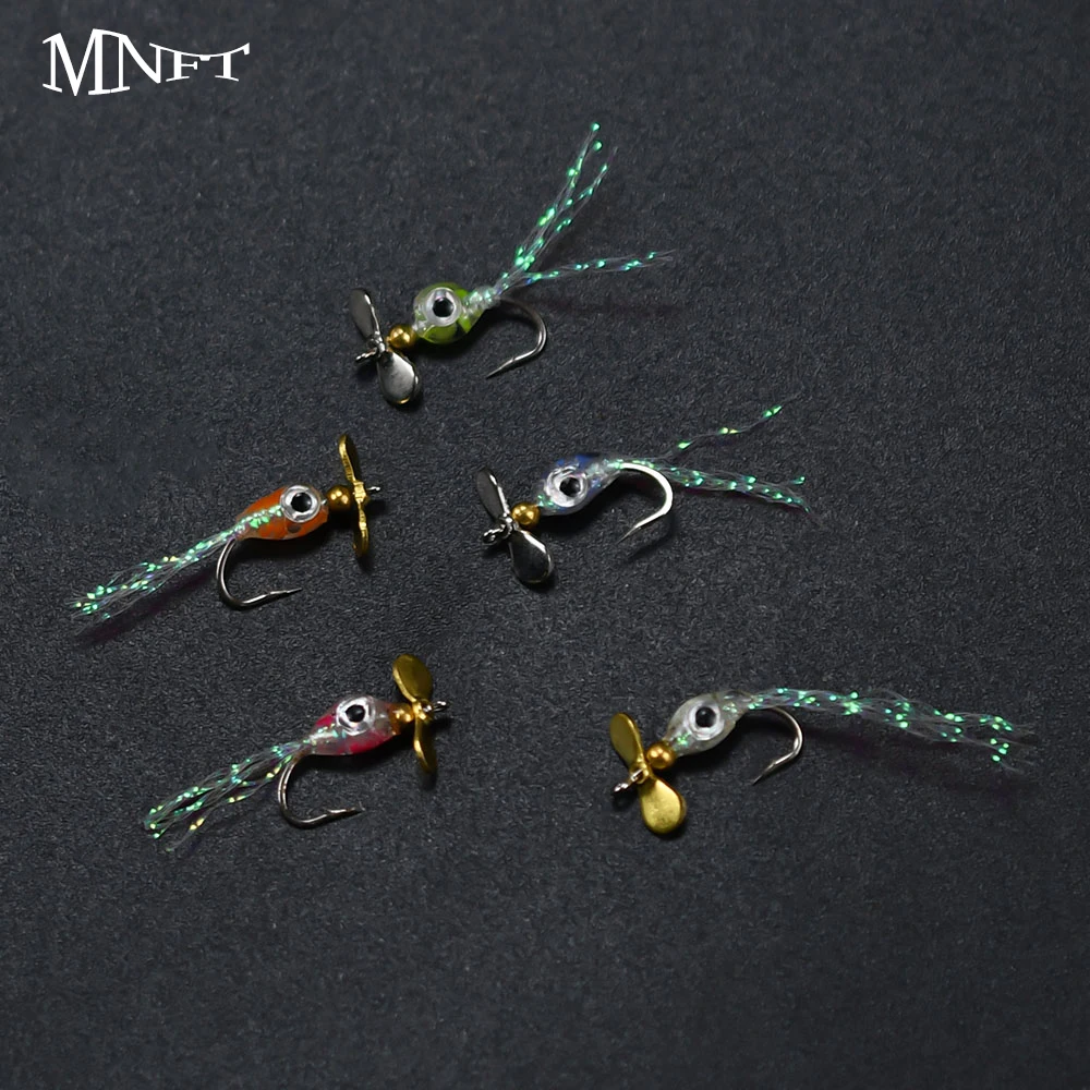 Señuelos de lentejuelas con hélice de colores brillantes, ojos 3D, moscas de pesca epoxi UV, cebo giratorio, Señuelos de pesca artificiales, paquete de 8 Uds. - imagen 3
