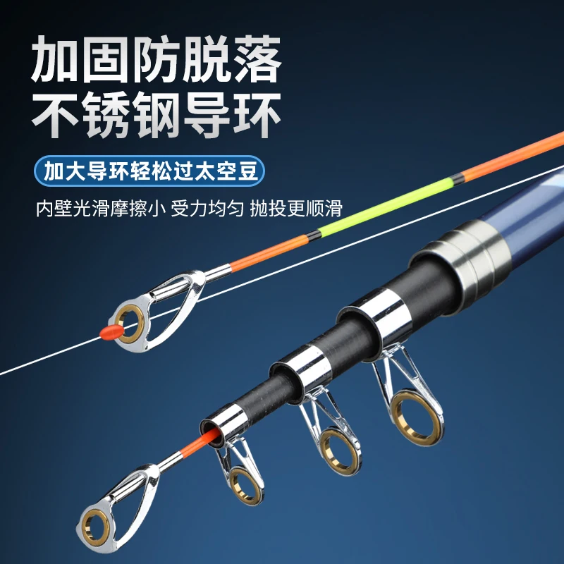 Caña de pescar súper dura de 2,1-3,6 m, Base de carrete de Metal de fibra de carbono/enchufe de tierra, traje para lanzamiento marino, herramienta de pesca de barco de agua salada - imagen 3