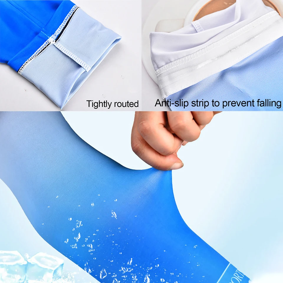 Mangas de brazo de pesca, tejido de hielo transpirable, secado rápido, ropa deportiva, protección solar UV, manga larga para ciclismo, 1 par - imagen 3
