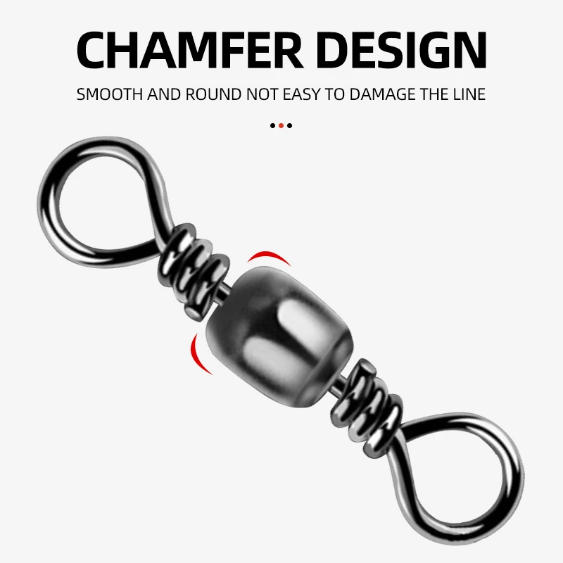 100 Uds conector de pesca barril giratorio de acero al carbono conector de anzuelos de mar para pesca en el mar accesorios de conector Luer - imagen 3
