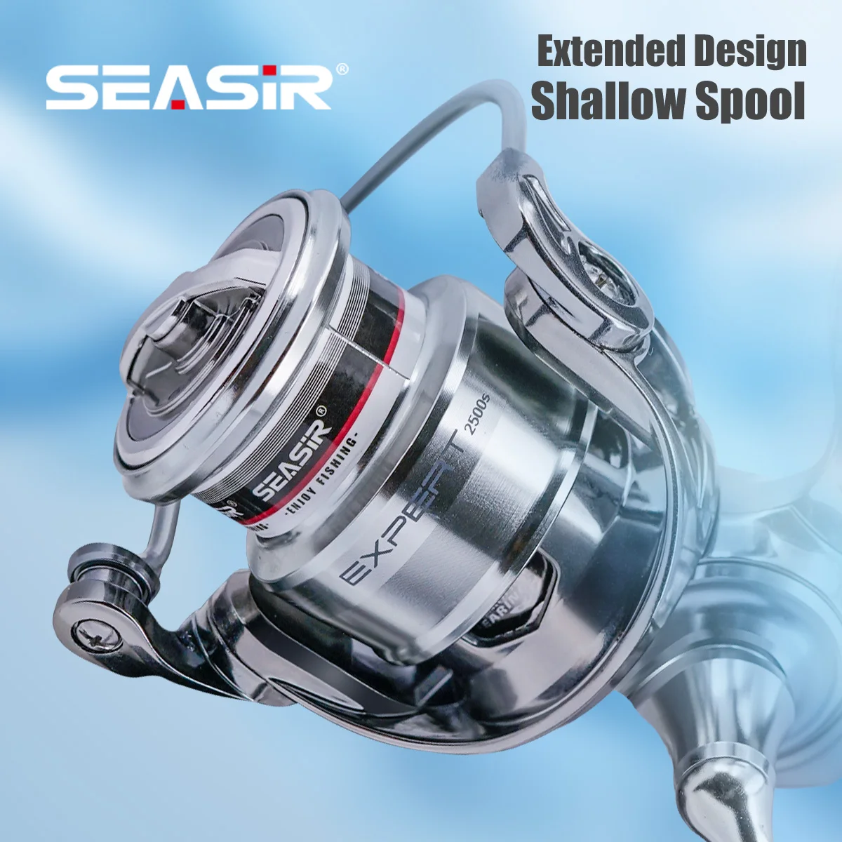 Carrete de pesca giratorio Seasir Expert, mango eléctrico de Metal de una pieza, carrete poco profundo de fundición ultralargo, carrete giratorio impermeable