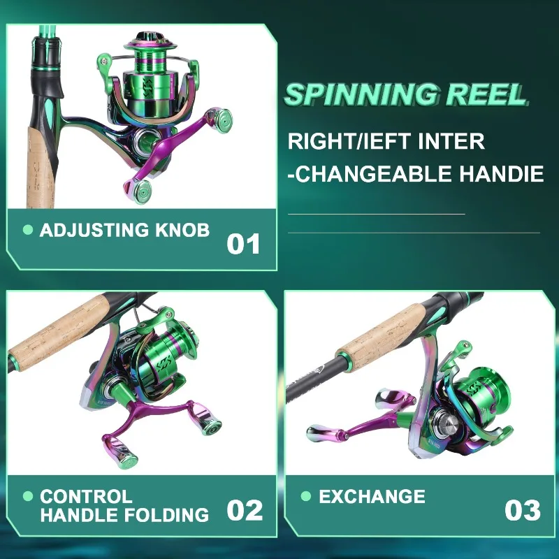 Sougayilang-caña de pescar de fibra de carbono, conjunto de pesca de arrastre máximo de 10kg, 1,8-2,1 m y 1000-3000 tamaños - imagen 4