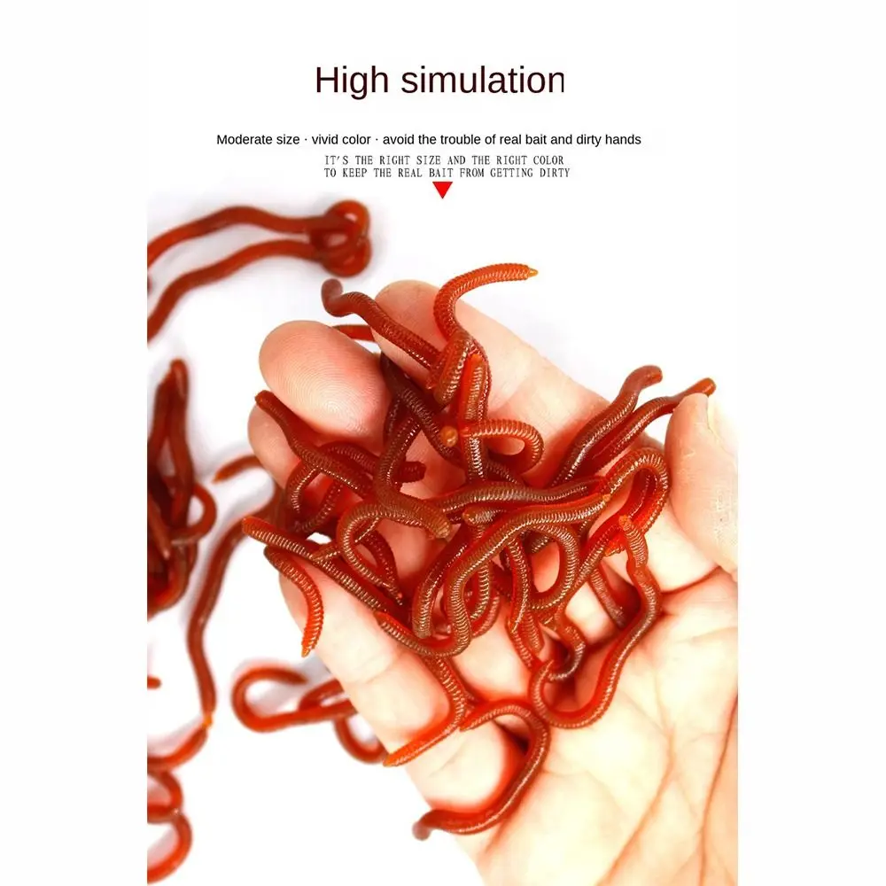 100 Uds 2023 cebos rojos de gusano con olor a pescado 3,8/5/6/8cm aparejos de pesca señuelo trucha lubina pesca de lombriz tierra - imagen 5