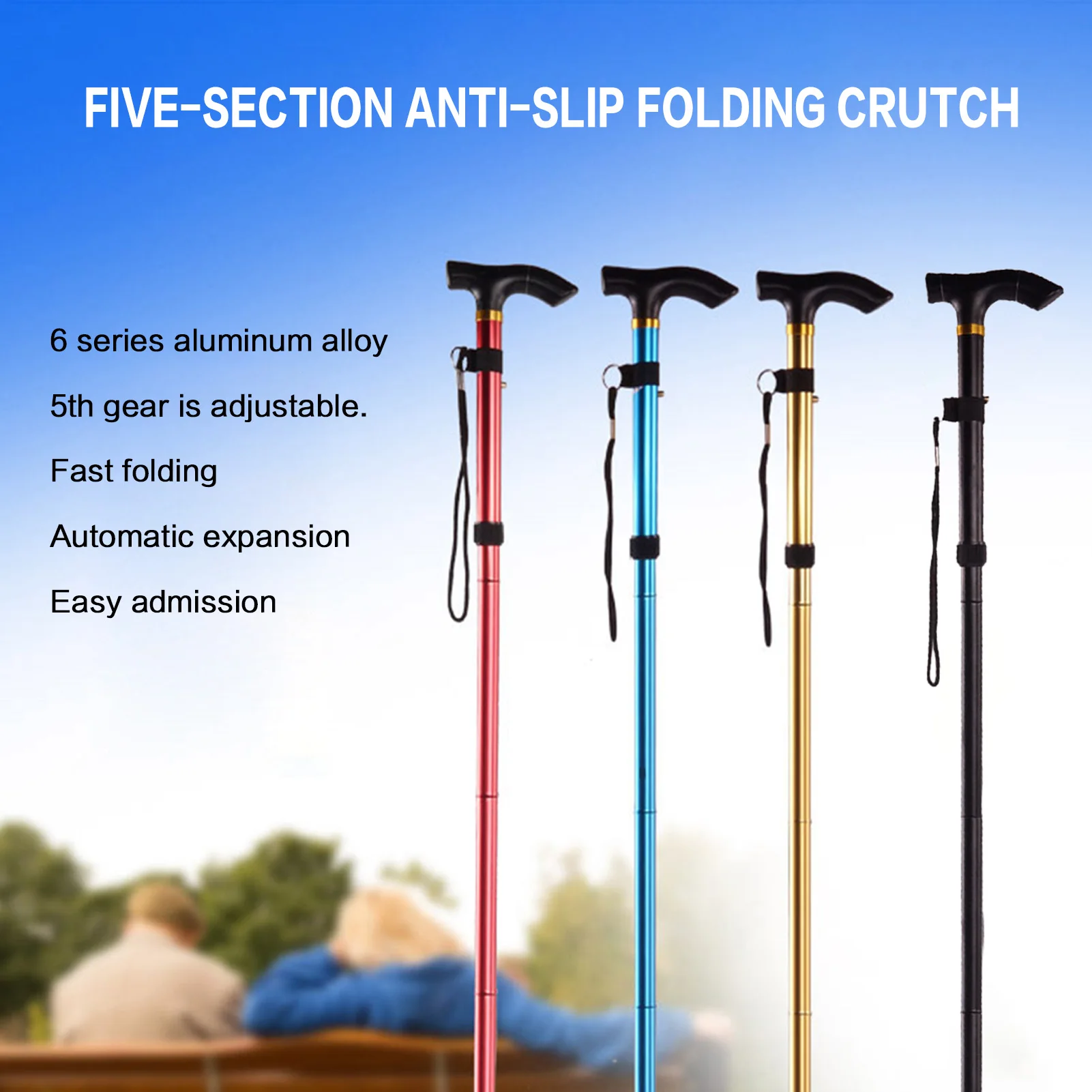 Bastones de senderismo plegables, bastón de Trekking portátil ultraligero de aleación de aluminio, Alpenstock duradero para acampar, senderismo, escalada, esquí - imagen 4