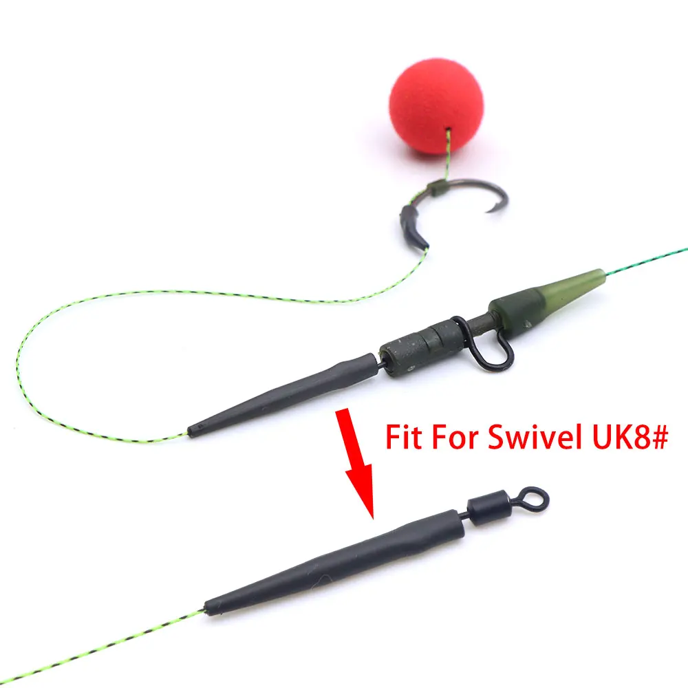 Mangas antienredos de pesca de tungsteno, aparejo para el cabello, peso de plomo, hundimiento, accesorios para carpa, método alimentador, anillo giratorio, aparejos de pesca, 10 Uds. - imagen 5