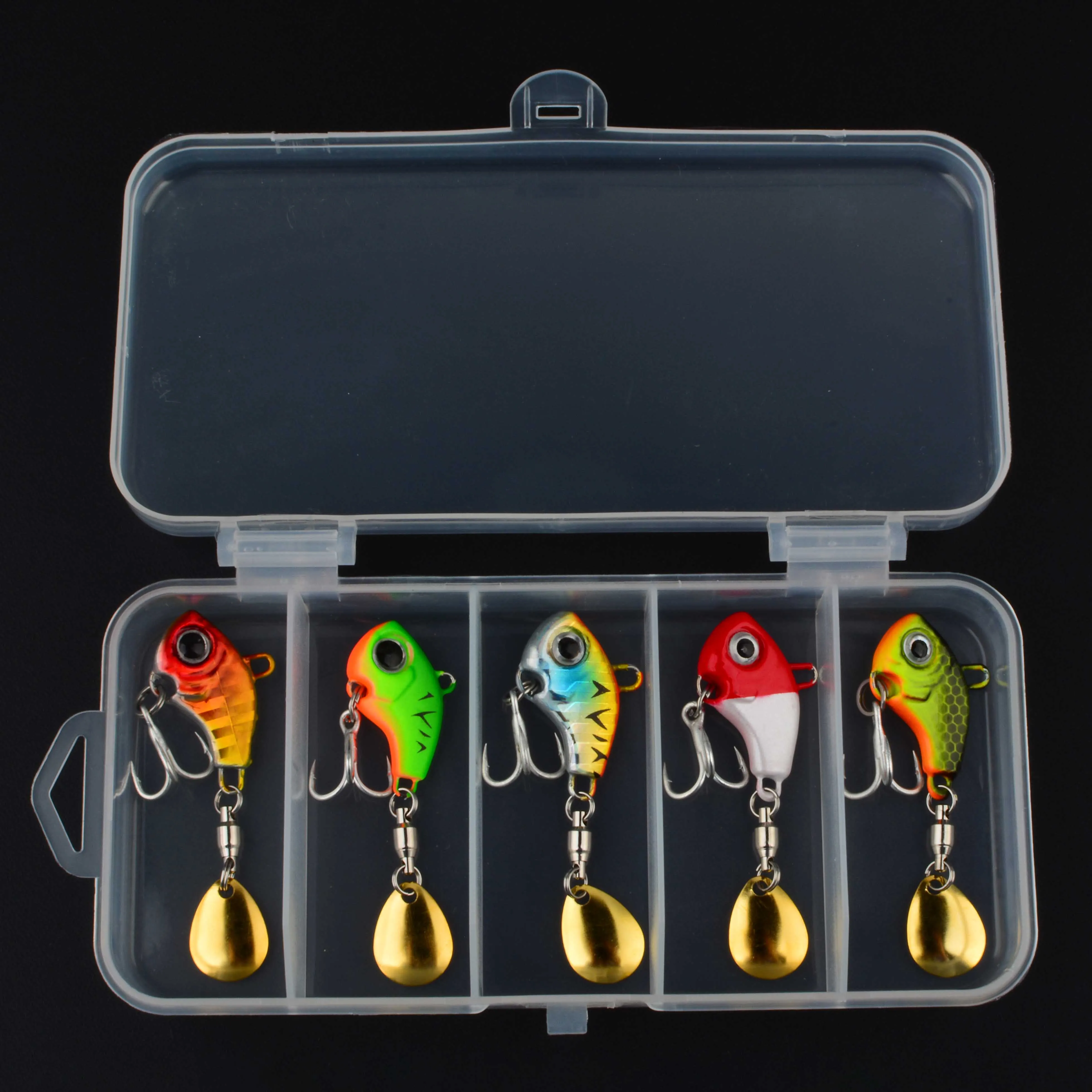 Señuelos de pesca con cuchara giratoria vibratoria, plantillas vibratorias de Metal coloridas con ganchos, cebos duros duraderos para pesca de trucha y invierno, 5 uds. - imagen 2