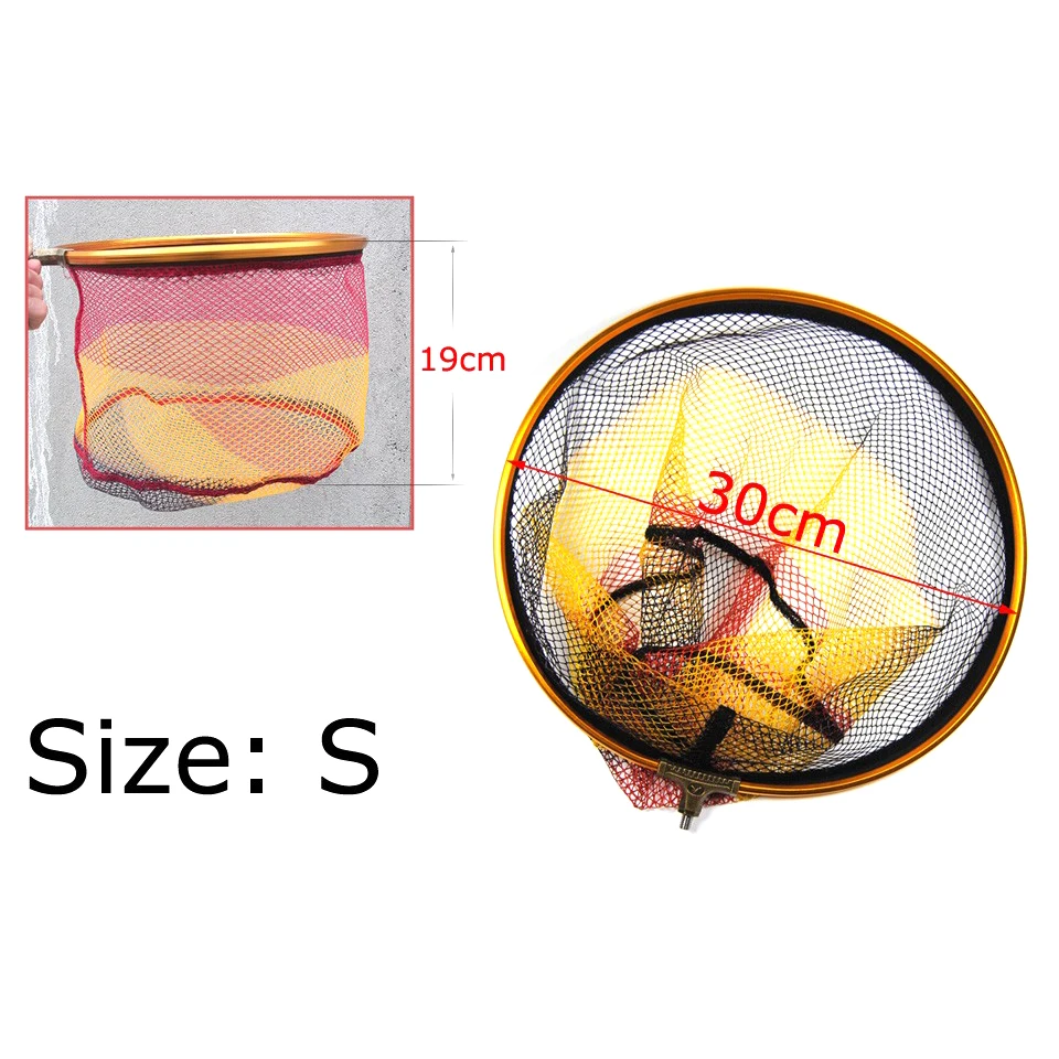 Cabezal de red de aterrizaje redondo para pesca de carpa, pieza de repuesto con hilo macho de 8mm, malla de 5X5mm de diámetro, 30cm, 35cm, 40cm, 1 piezas - imagen 2