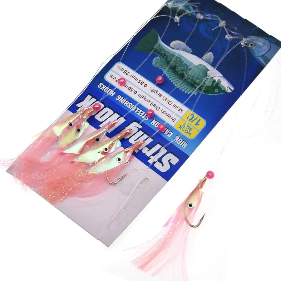 JYJ-aparejo de pesca de mar, anzuelo sabiki con 6 brazos para caballa española, señuelo de pez de pelo, aparejos de cebo de pesca, 3 bolsas - imagen 4