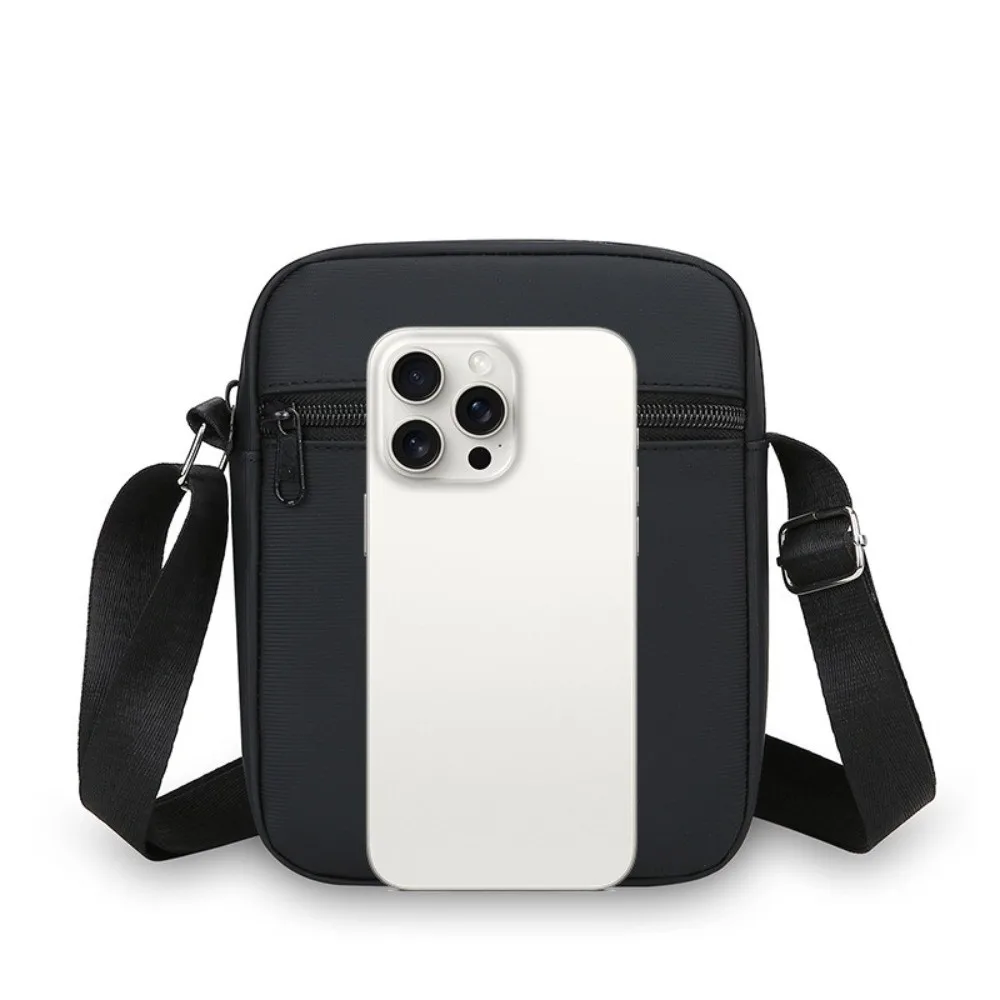 Bolso de hombro de PU a la moda, bolso cruzado impermeable negro, bolso ajustable para teléfono móvil con múltiples compartimentos para hombres - imagen 3